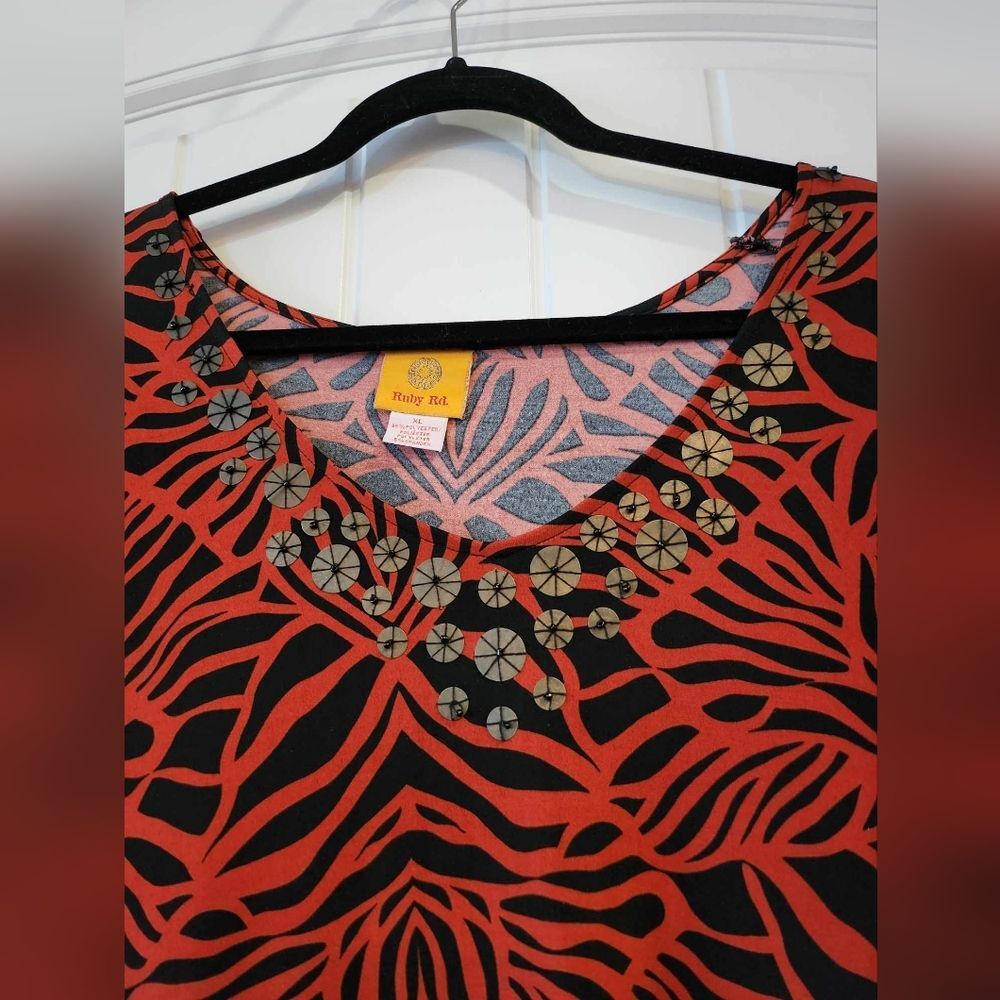 Ruby Rd. XL, Red & Black Zebra Chevron Print - Picture 3 of 8